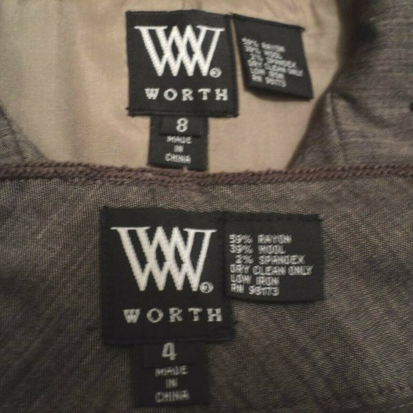 Worth Jacket Size 8, Pants Size 4 Suit Brown-Gray - Picture 7 of 7